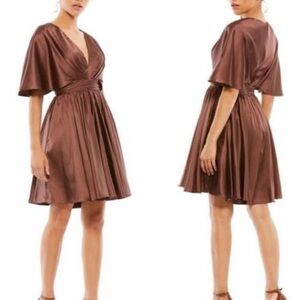 Mac Duggal Chocolate Satin Mini Dress